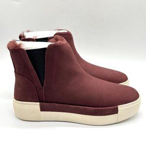 Jslides Womens Size 6 Val Burgundy Red Nubuck Leather Ankle‎ Boots Booties Shoes
